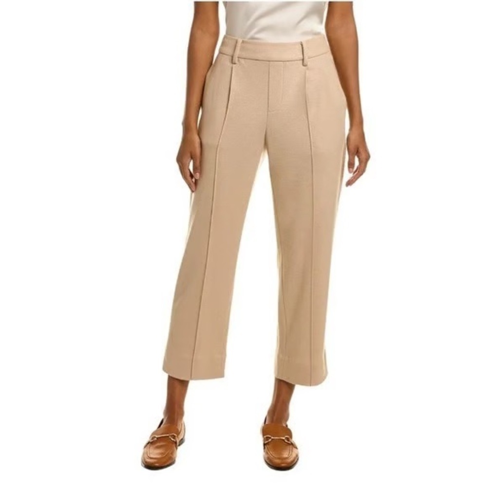 Vince Wool-Blend Cropped Straight Leg Pant Tan Business Casual Women’s Size XL